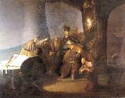 Rembrandt van rijn, Judas returning the thirty silver pieces.